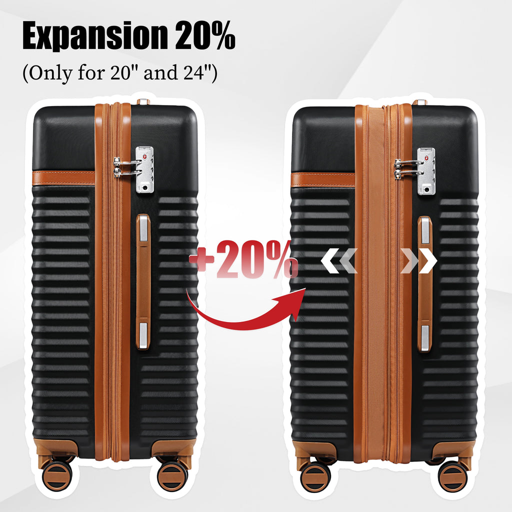 5-Piece Luggage Sets ABS Hardside Spinner Luggage -（Expandable Suitcase20"24"）28-In Checked Luggage - Top Travel