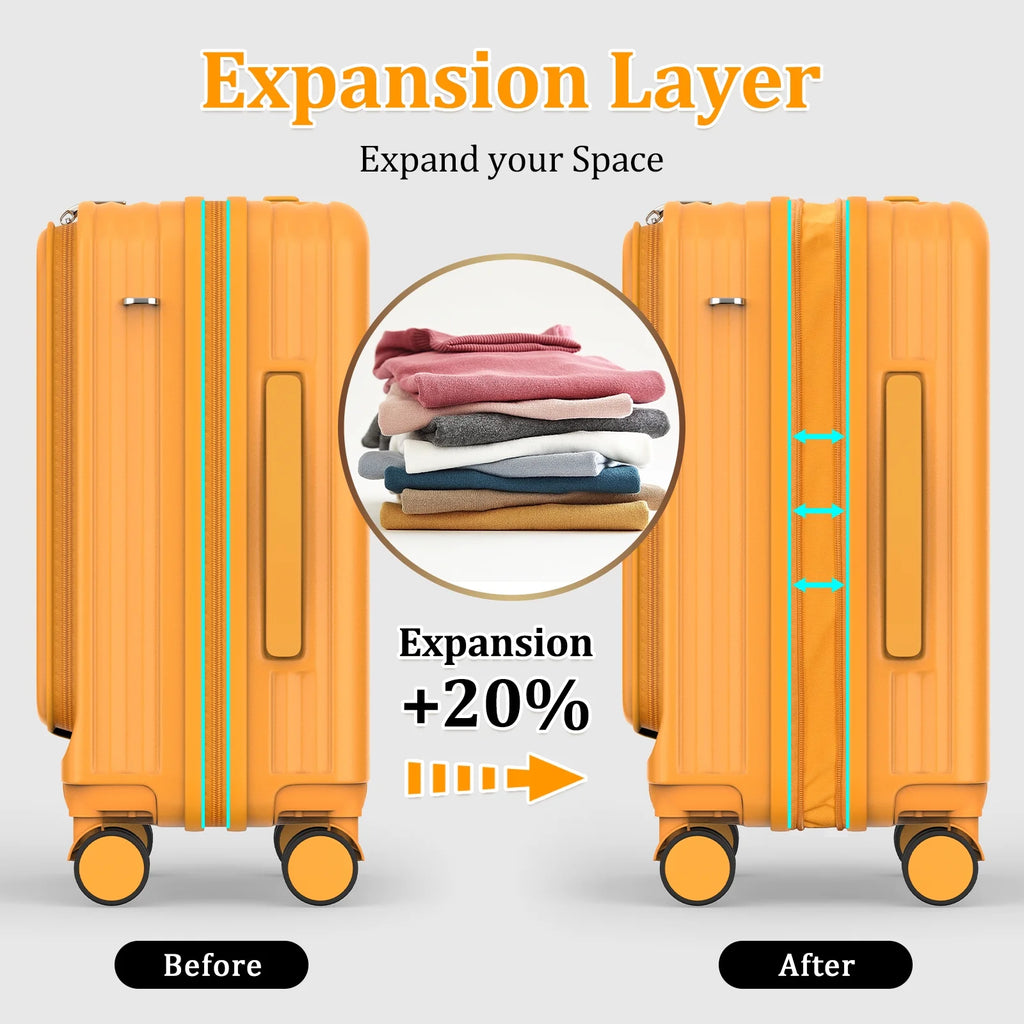 4-Piece PC Hardside Spinner Luggage Set - Expandable Suitcases (20"/24") and 28" Checked Luggage