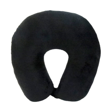 Microfiber Travel Neck Pillow,100% Polyester Fleece Knit, Black, One Size