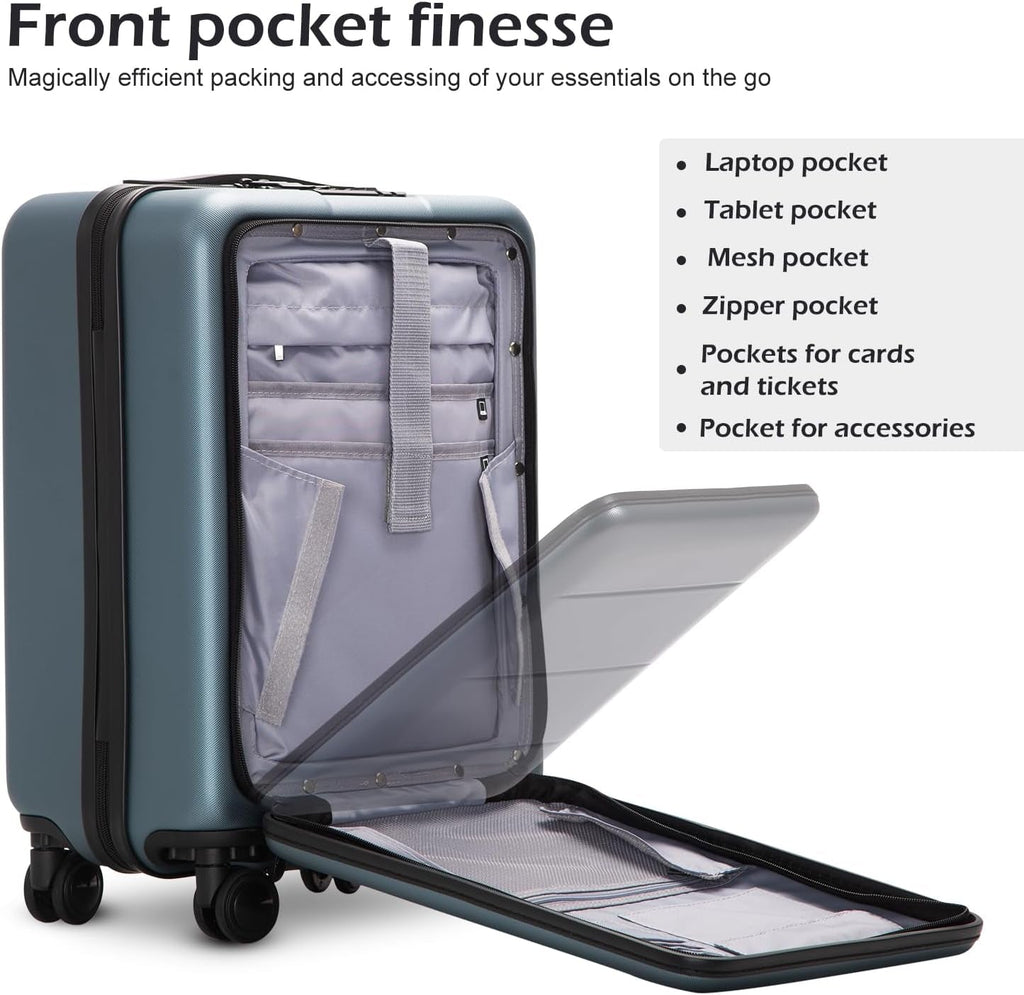 2 - Piece Luggage Set - ABS+PC Carry - On and Spinner Trolley with Pocket Compartment - Top Travels