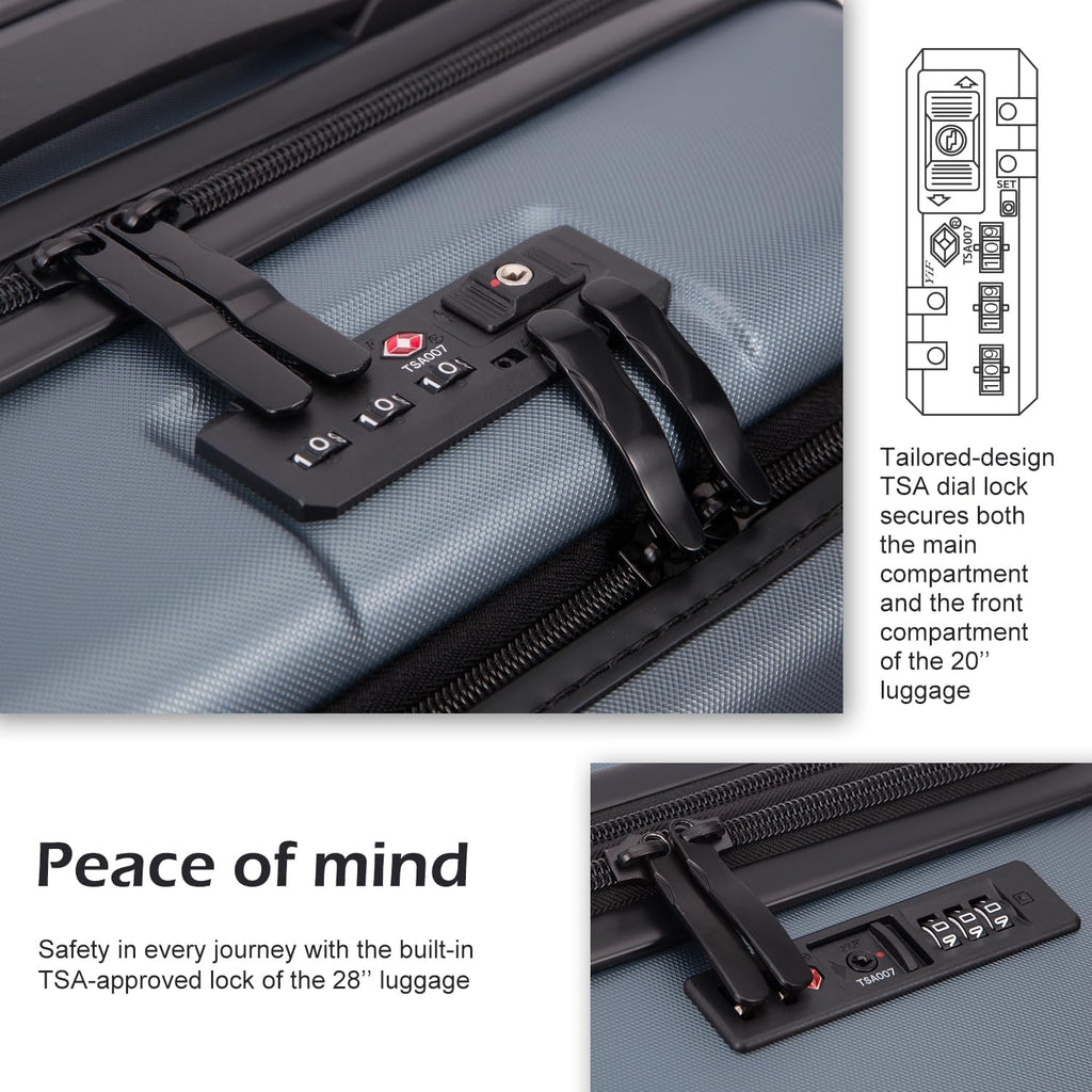 2 - Piece Luggage Set - ABS+PC Carry - On and Spinner Trolley with Pocket Compartment - Top Travels