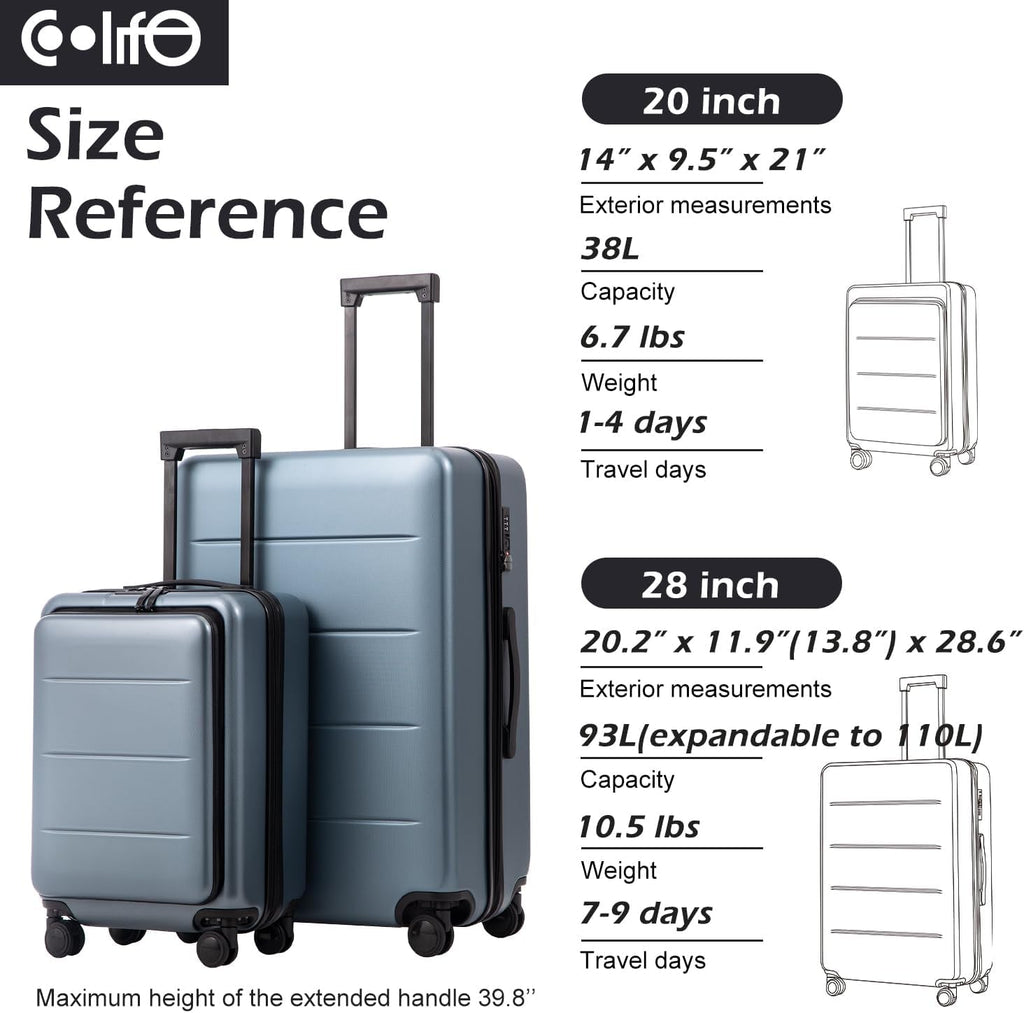 2 - Piece Luggage Set - ABS+PC Carry - On and Spinner Trolley with Pocket Compartment - Top Travels
