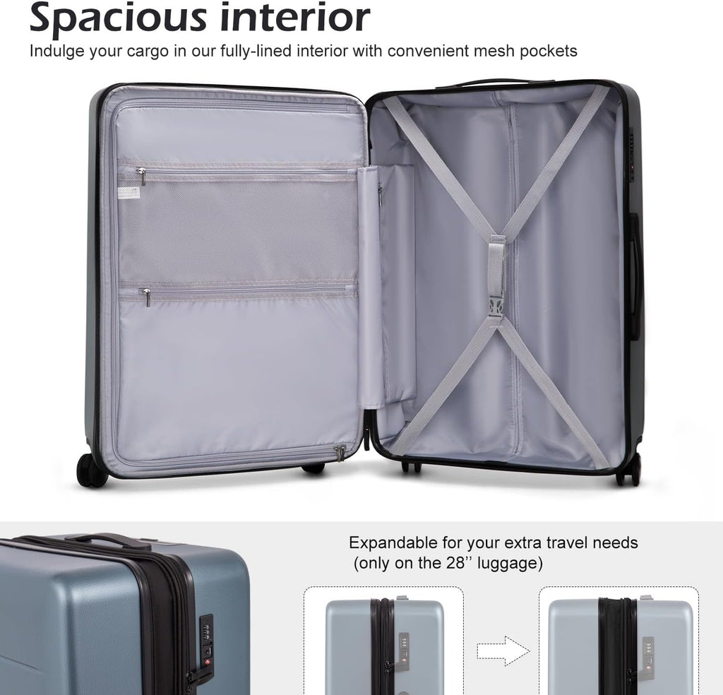2 - Piece Luggage Set - ABS+PC Carry - On and Spinner Trolley with Pocket Compartment - Top Travels