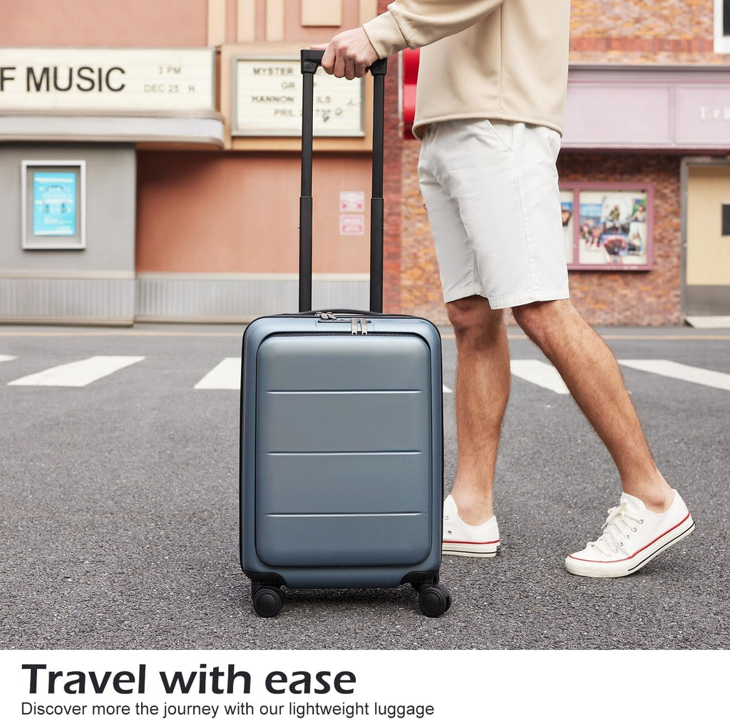 2 - Piece Luggage Set - ABS+PC Carry - On and Spinner Trolley with Pocket Compartment - Top Travels