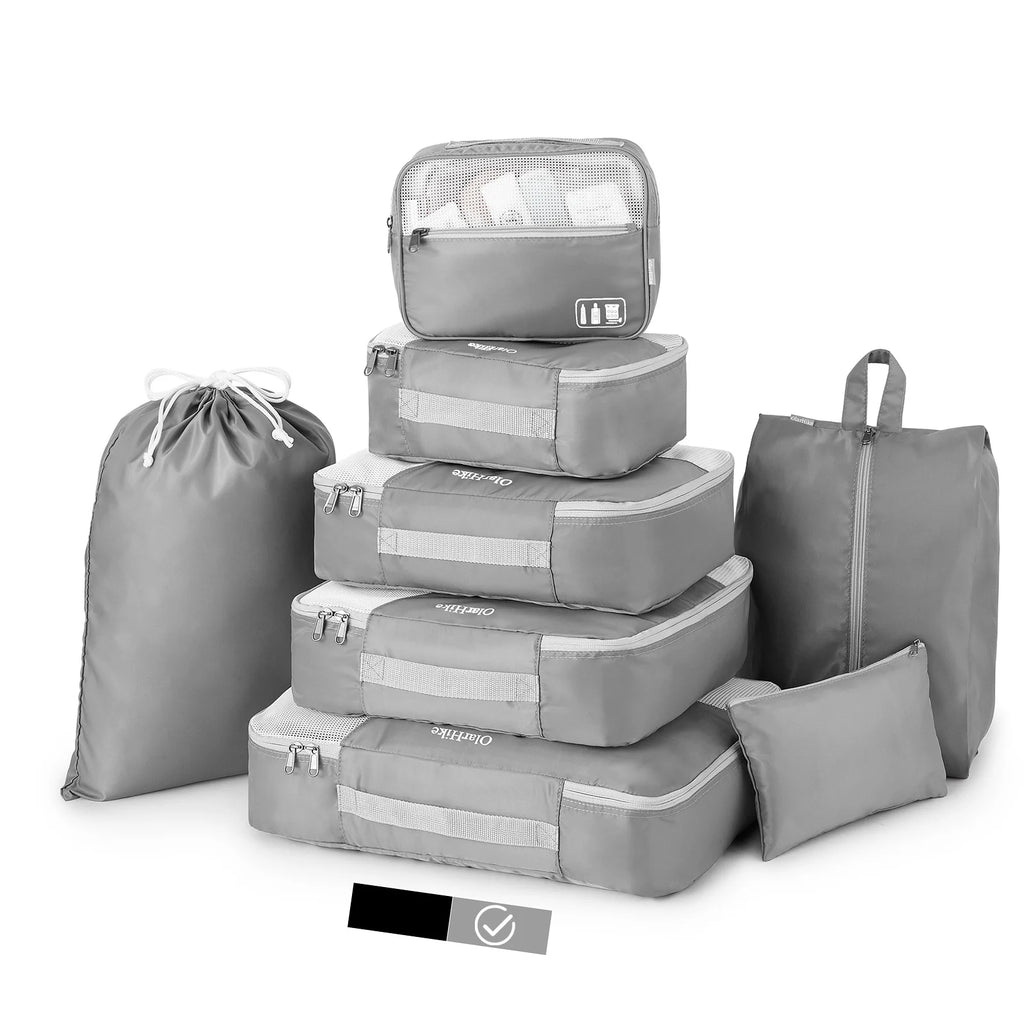 8 Set Packing Cubes, Travel Luggage Organizers ,Gray - Top Travel