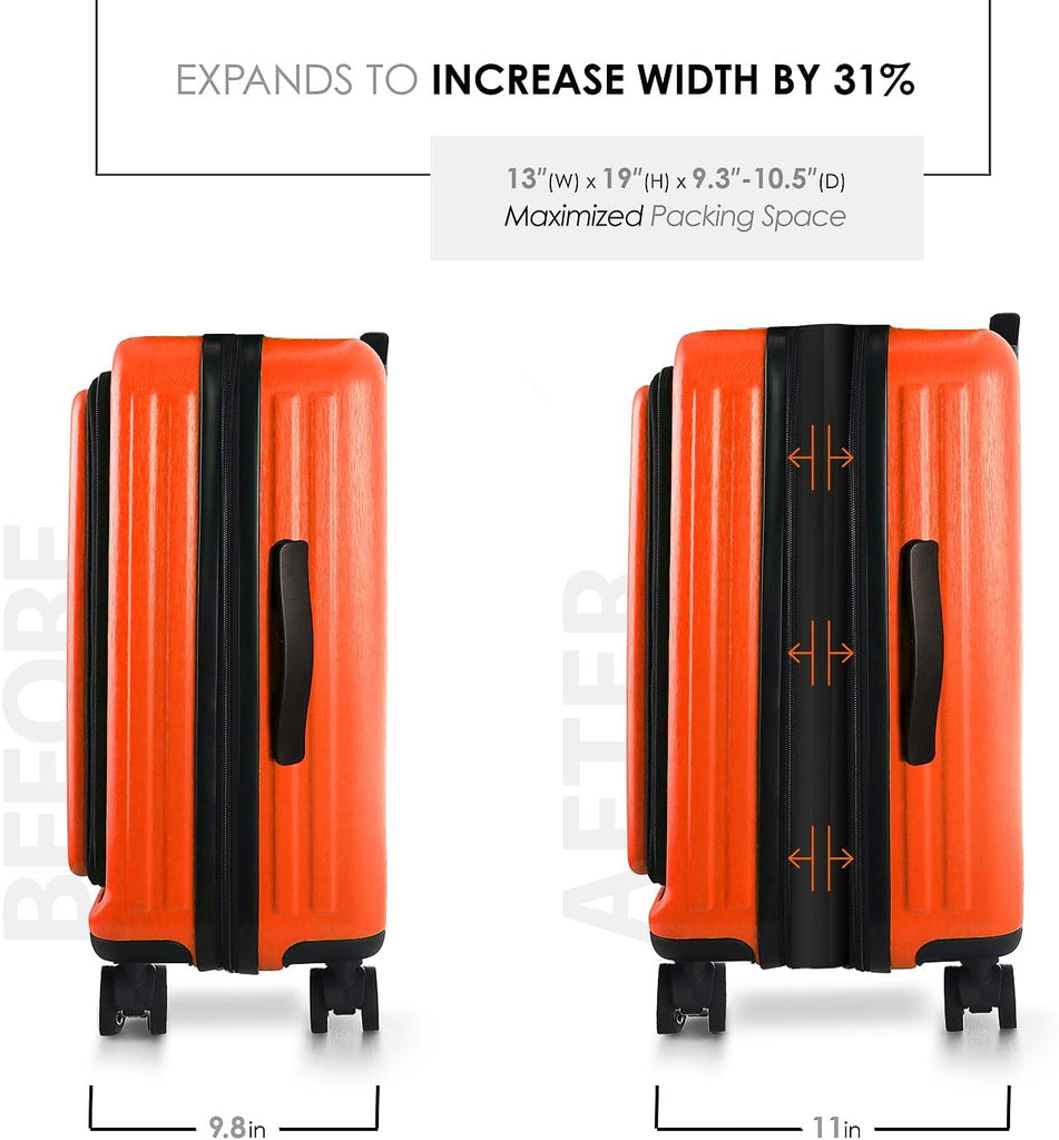 22 - Inch Airline - Approved Carry - On Luggage: Hard - Shell Suitcase, Includes Cosmetic Carry - On Bag - Top Travels