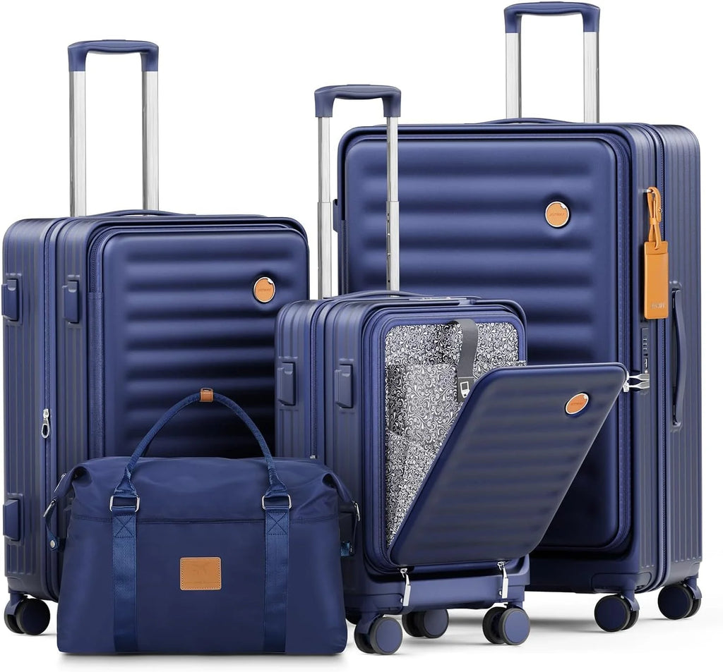 4-Piece PC Hardside Spinner Luggage Set - Expandable Suitcases (20"/24") and 28" Checked Luggage