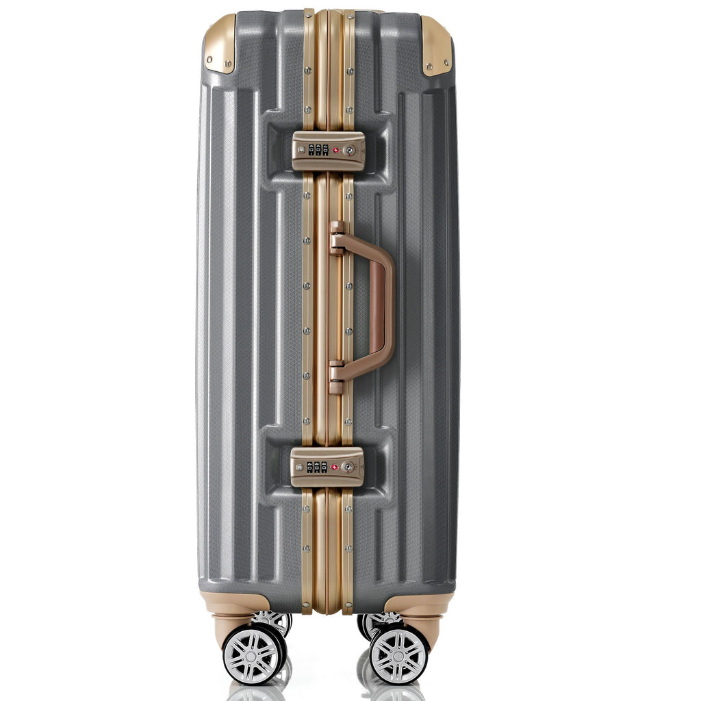 28 - Inch Aluminum Frame Checked Luggage with USB Port, Spinner Wheels, and TSA Lock - Top Travels