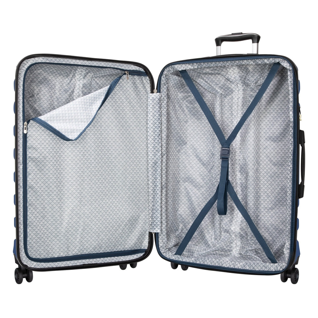 28" Spinner Checked Luggage, Blue - Top Travels
