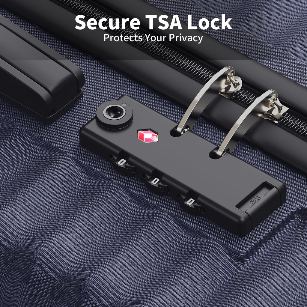3 Pcs Suitcase Luggage Set ABS Hardshell Hardside with TSA Lock, 20/24/28 Inch Blue - Top Travels