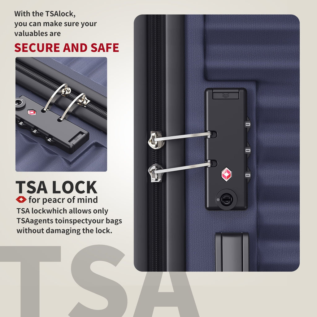 3 Pcs Suitcase Luggage Set ABS Hardshell Hardside with TSA Lock, 20/24/28 Inch Blue - Top Travels