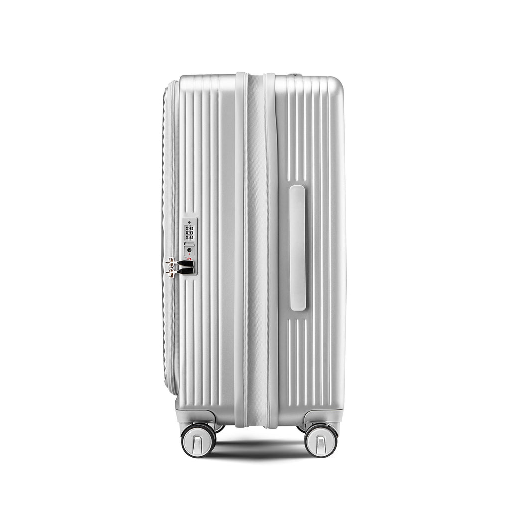 3 - Piece Expandable Luggage Set (20/24/28), Lightweight 100% PC Hard Shell with Front Pocket, TSA Lock, and Spinner Wheels, Airline Approved Carry - On - Top Travels