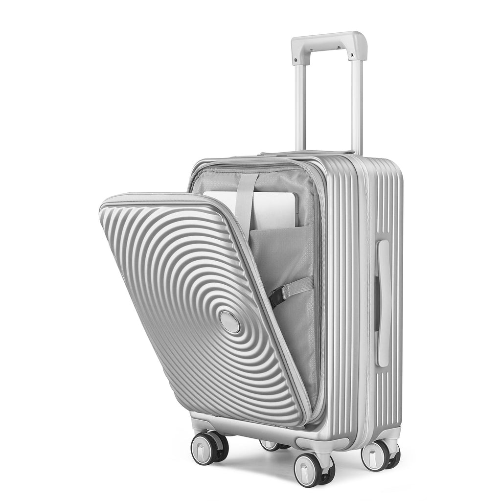 3 - Piece Expandable Luggage Set (20/24/28), Lightweight 100% PC Hard Shell with Front Pocket, TSA Lock, and Spinner Wheels, Airline Approved Carry - On - Top Travels