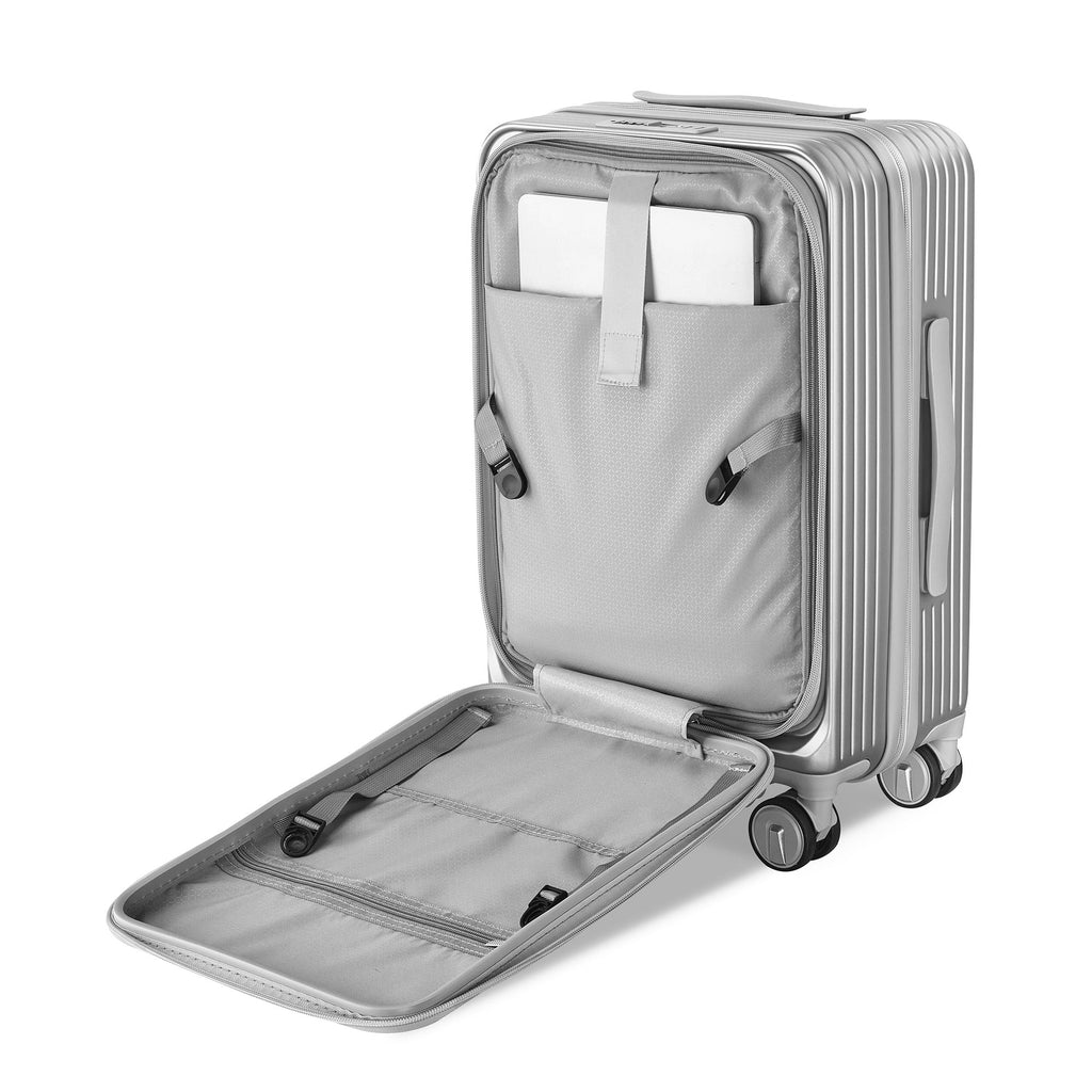 3 - Piece Expandable Luggage Set (20/24/28), Lightweight 100% PC Hard Shell with Front Pocket, TSA Lock, and Spinner Wheels, Airline Approved Carry - On - Top Travels