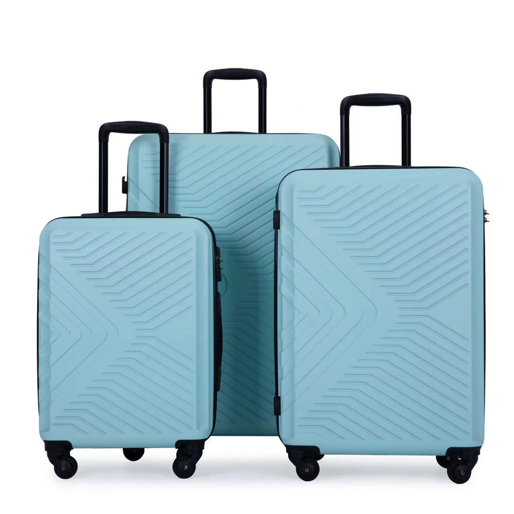 3 Piece Hardshell Luggage Set Hardside Lightweight Suitcase with TSA Lock Spinner Wheels 20In24In28In.(Black) - Top Travels
