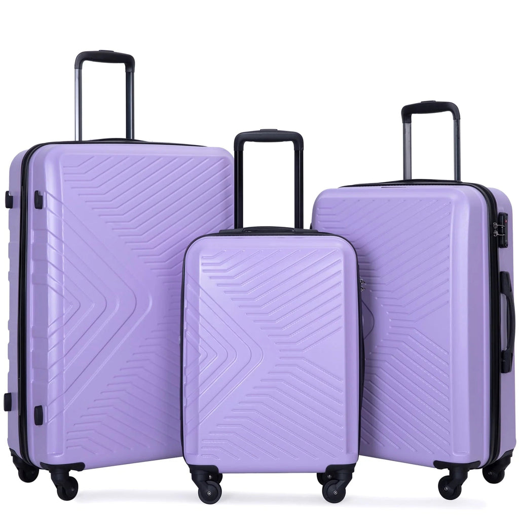 3 Piece Hardshell Luggage Set Hardside Lightweight Suitcase with TSA Lock Spinner Wheels 20In24In28In.(Black) - Top Travels
