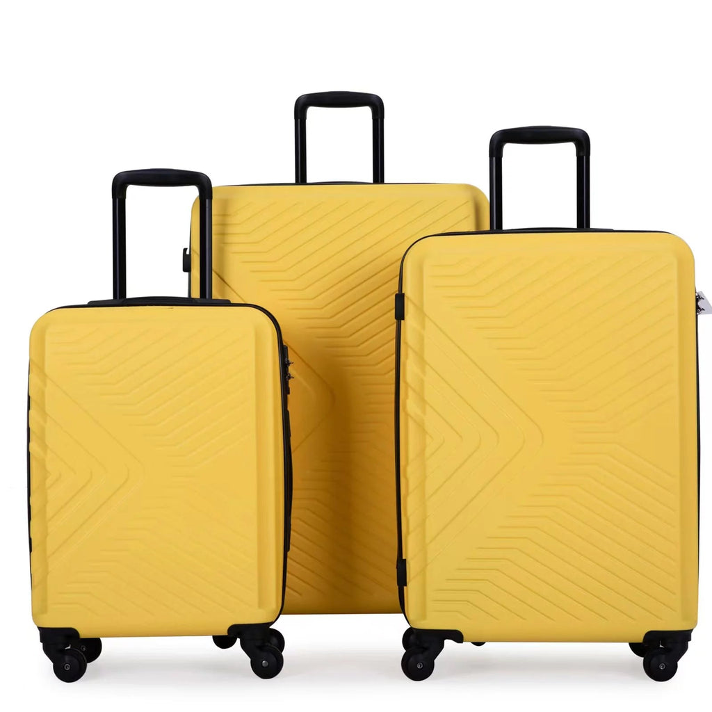 3 Piece Hardshell Luggage Set Hardside Lightweight Suitcase with TSA Lock Spinner Wheels 20In24In28In.(Black) - Top Travels