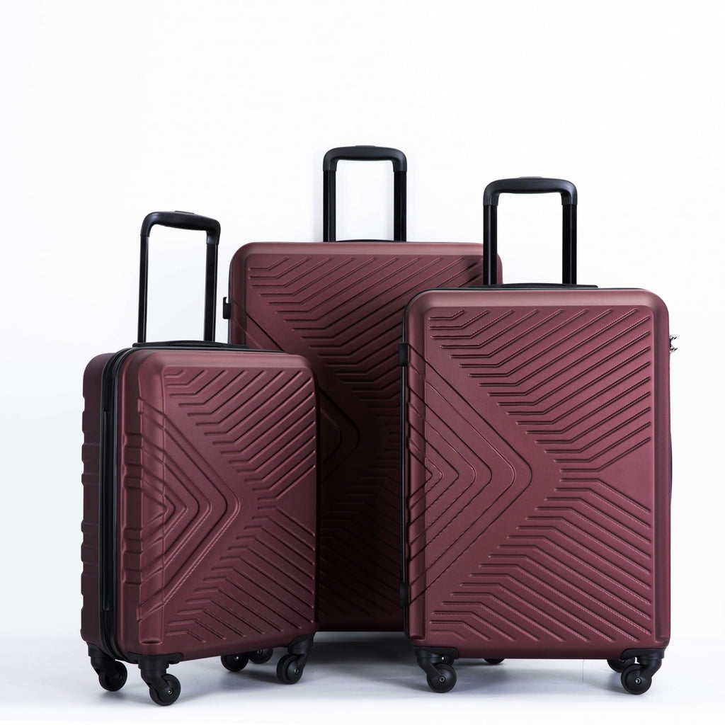 3 Piece Hardshell Luggage Set Hardside Lightweight Suitcase with TSA Lock Spinner Wheels 20In24In28In.(Black) - Top Travels