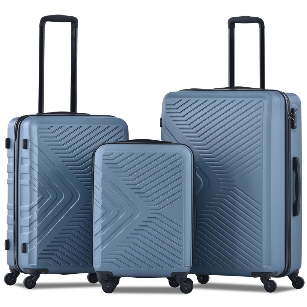 3 Piece Hardshell Luggage Set Hardside Lightweight Suitcase with TSA Lock Spinner Wheels 20In24In28In.(Black) - Top Travels