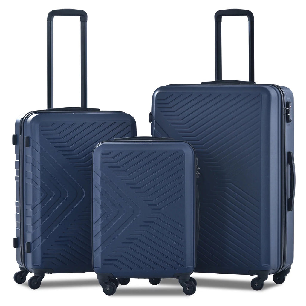 3 Piece Hardshell Luggage Set Hardside Lightweight Suitcase with TSA Lock Spinner Wheels 20In24In28In.(Black) - Top Travels