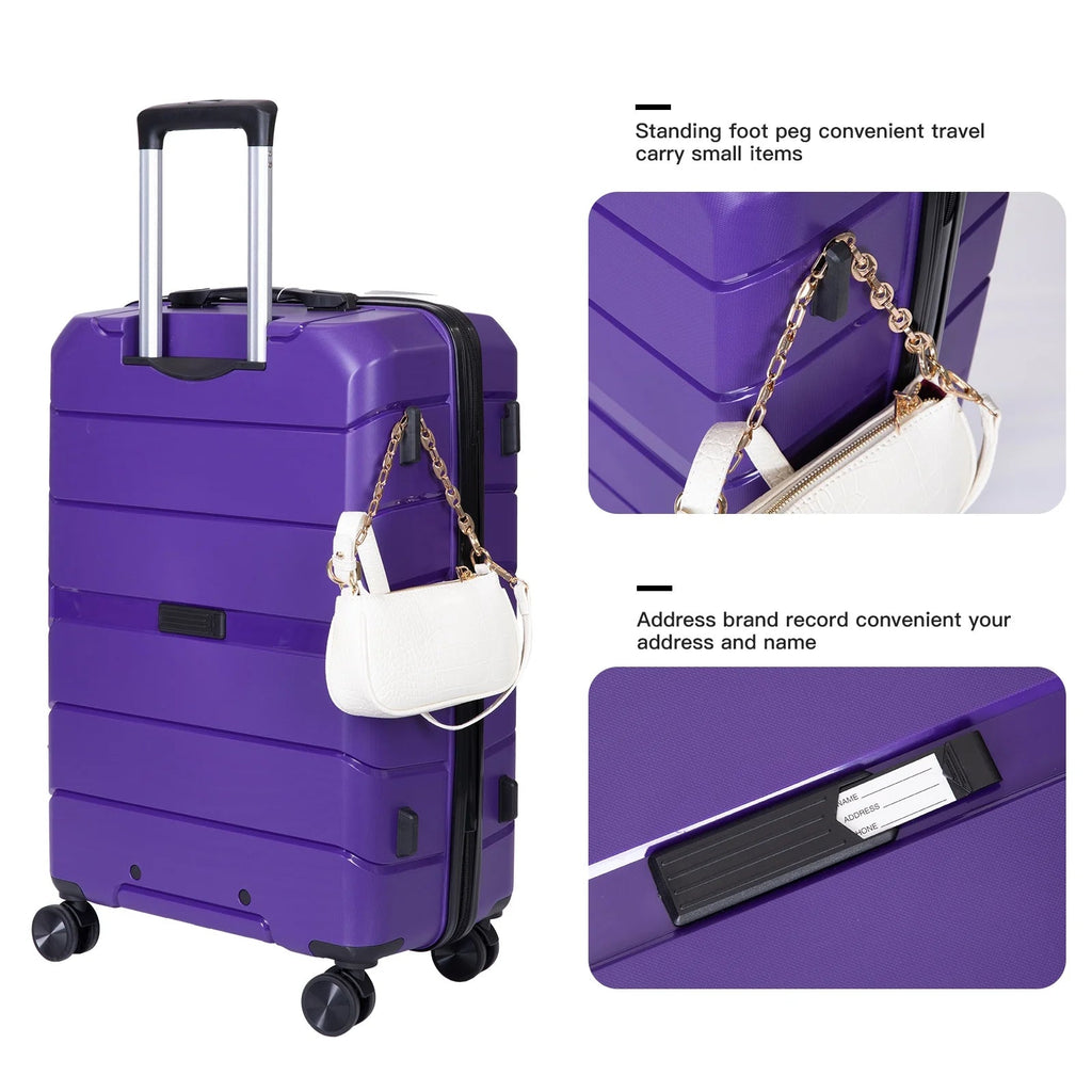 3 Piece Hardside Luggage Set Hardshell Lightweight Suitcase with TSA Lock Spinner Wheels - Top Travels