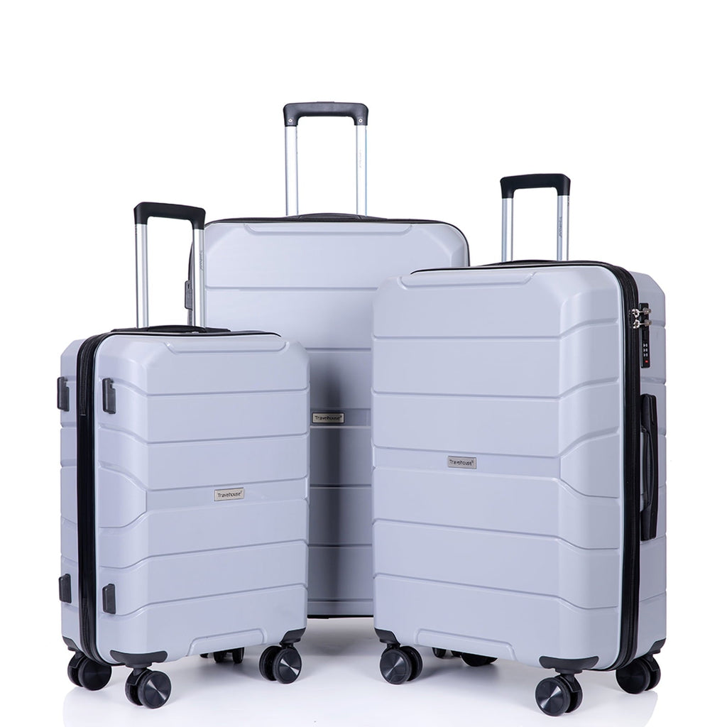 3 Piece Hardside Luggage Set Hardshell Lightweight Suitcase with TSA Lock Spinner Wheels - Top Travels