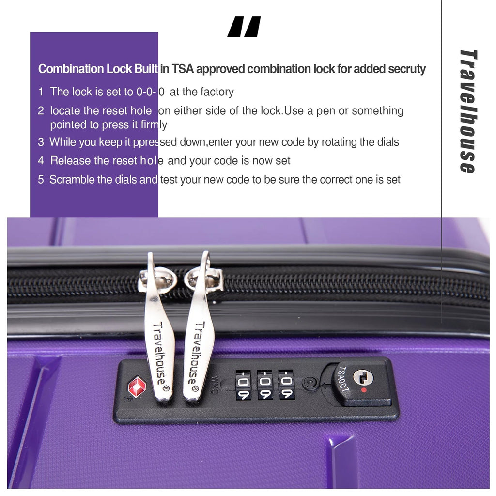 3 Piece Hardside Luggage Set Hardshell Lightweight Suitcase with TSA Lock Spinner Wheels - Top Travels