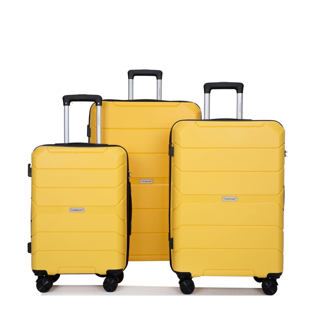 3 Piece Hardside Luggage Set Hardshell Lightweight Suitcase with TSA Lock Spinner Wheels - Top Travels