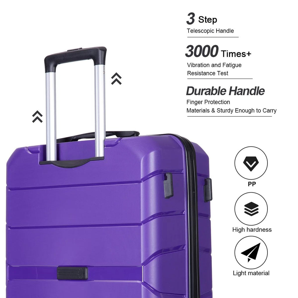 3 Piece Hardside Luggage Set Hardshell Lightweight Suitcase with TSA Lock Spinner Wheels - Top Travels