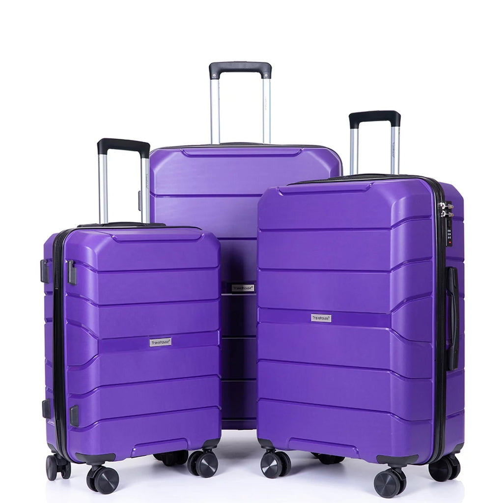 3 Piece Hardside Luggage Set Hardshell Lightweight Suitcase with TSA Lock Spinner Wheels - Top Travels