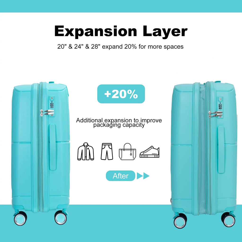 3 - Piece Lightweight Hardside Luggage Set - 20", 24", 28" Expandable with TSA Lock & Spinner Wheels - Top Travels