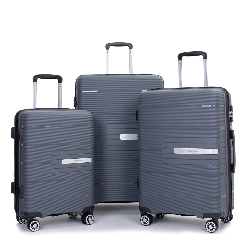 3 Piece Luggage Sets, Hardside Carry on Luggage, PP Case with Two Hooks, Spinner Wheels, TSA Lock, Airline Approved, Lightweight Durable Suitcase, （20”24”28”）(Light Green) - Top Travels