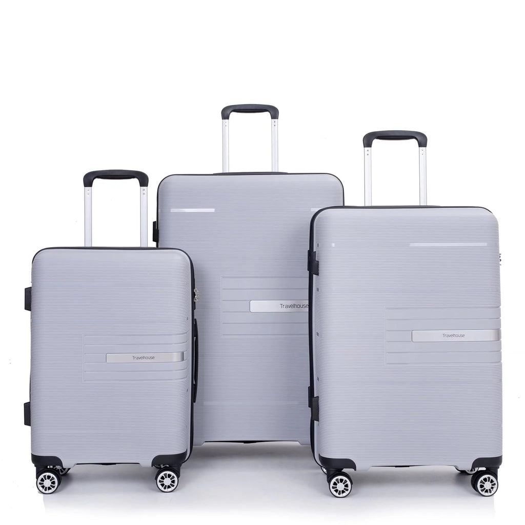 3 Piece Luggage Sets, Hardside Carry on Luggage, PP Case with Two Hooks, Spinner Wheels, TSA Lock, Airline Approved, Lightweight Durable Suitcase, （20”24”28”）(Light Green) - Top Travels