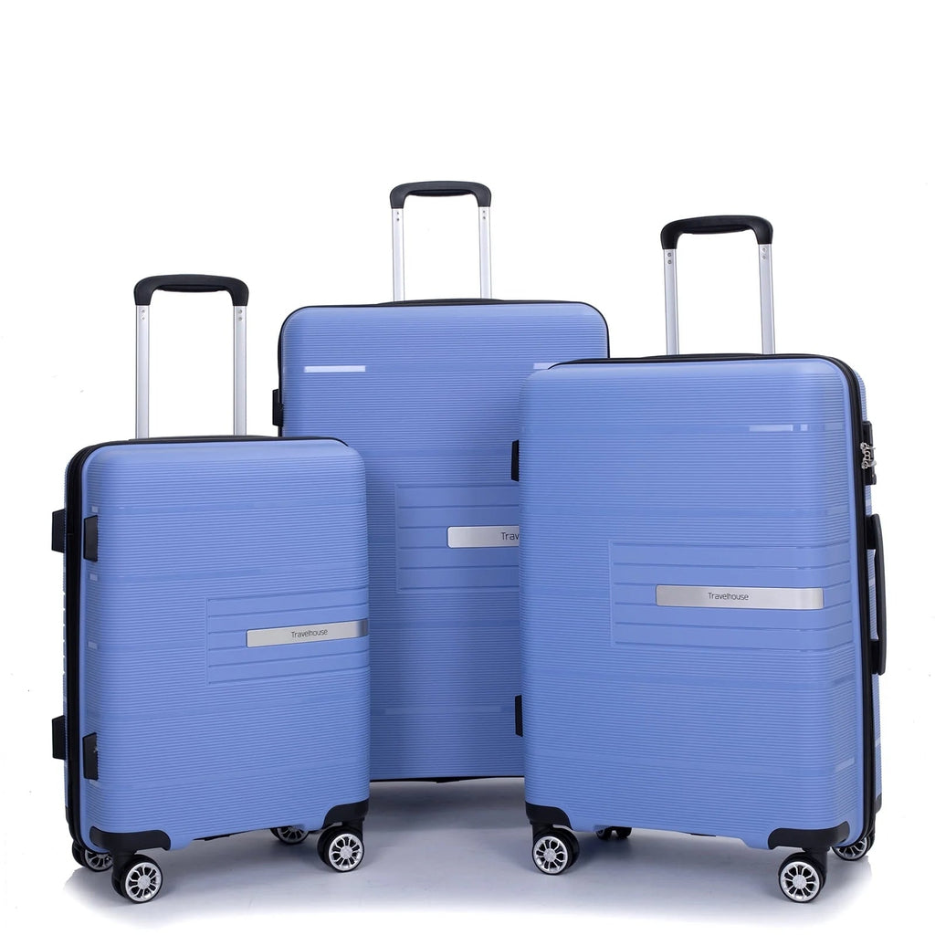 3 Piece Luggage Sets, Hardside Carry on Luggage, PP Case with Two Hooks, Spinner Wheels, TSA Lock, Airline Approved, Lightweight Durable Suitcase, （20”24”28”）(Light Green) - Top Travels