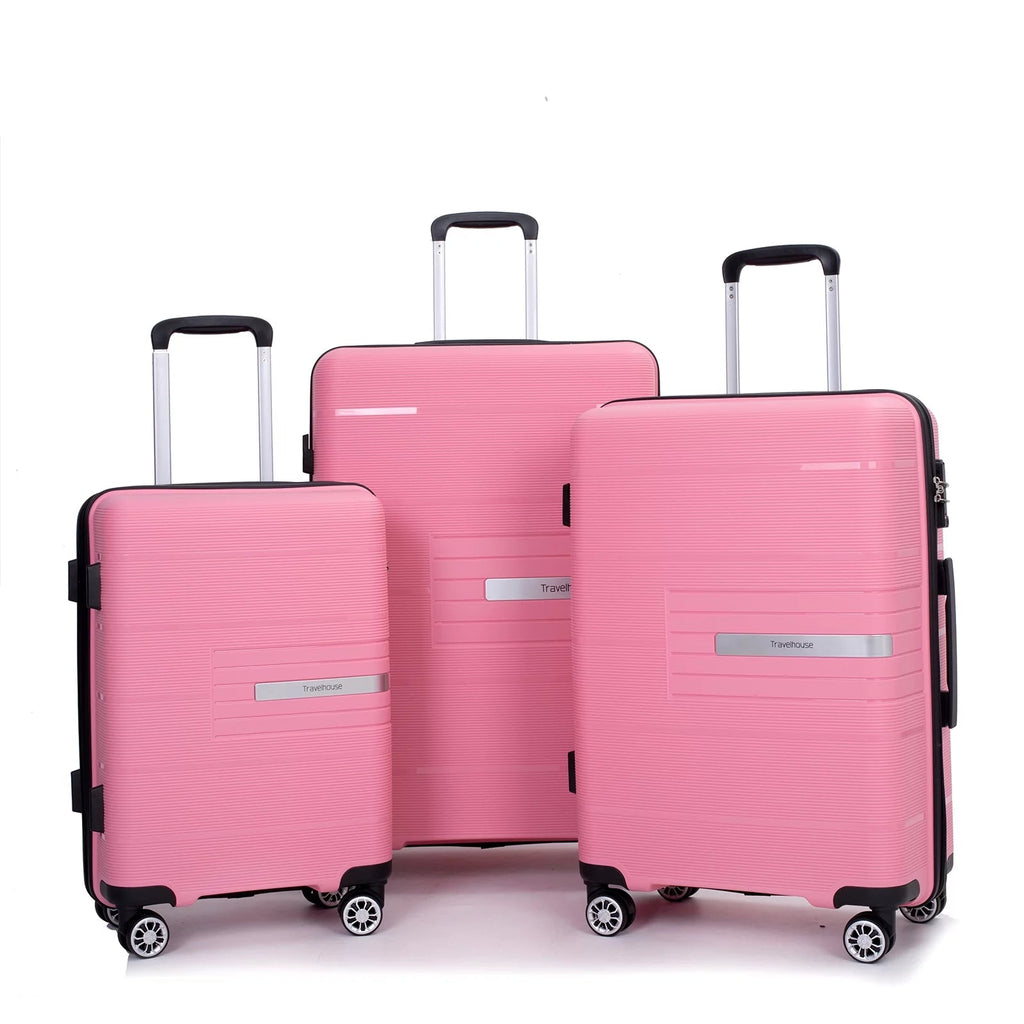 3 Piece Luggage Sets, Hardside Carry on Luggage, PP Case with Two Hooks, Spinner Wheels, TSA Lock, Airline Approved, Lightweight Durable Suitcase, （20”24”28”）(Light Green) - Top Travels