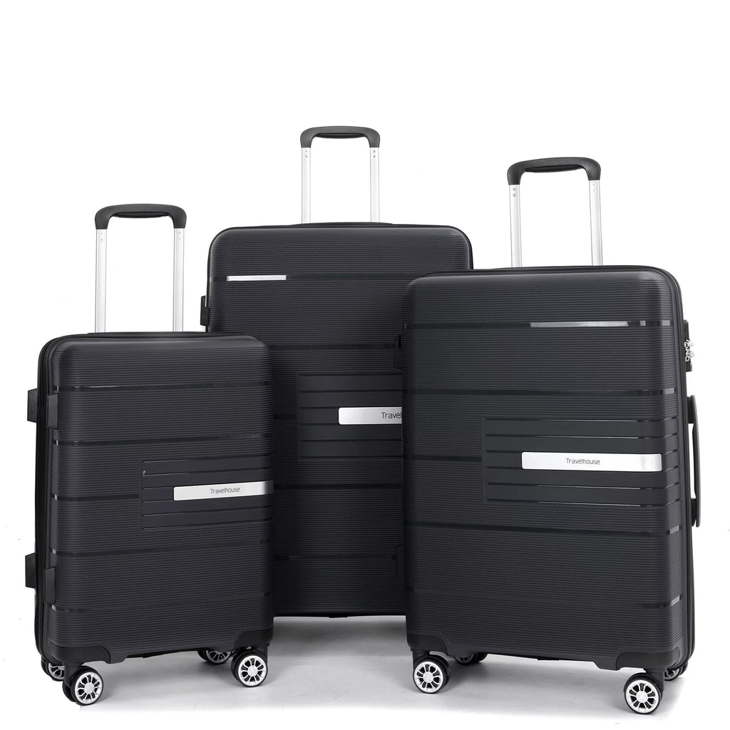 3 Piece Luggage Sets, Hardside Carry on Luggage, PP Case with Two Hooks, Spinner Wheels, TSA Lock, Airline Approved, Lightweight Durable Suitcase, （20”24”28”）(Light Green) - Top Travels
