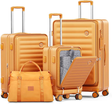 4 - Piece PC Hardside Spinner Luggage Set - Expandable Suitcases (20"/24") and 28" Checked Luggage - Top Travels