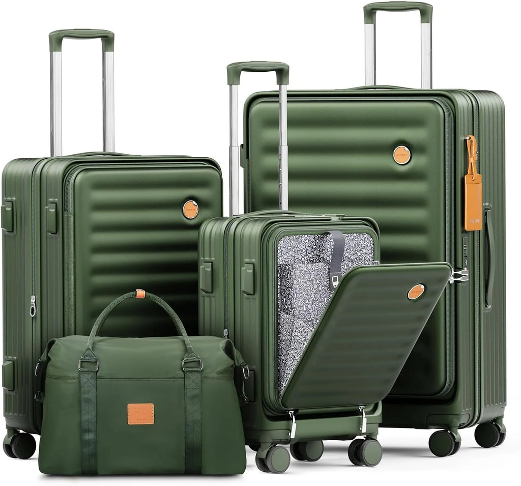 4-Piece PC Hardside Spinner Luggage Set - Expandable Suitcases (20"/24") and 28" Checked Luggage