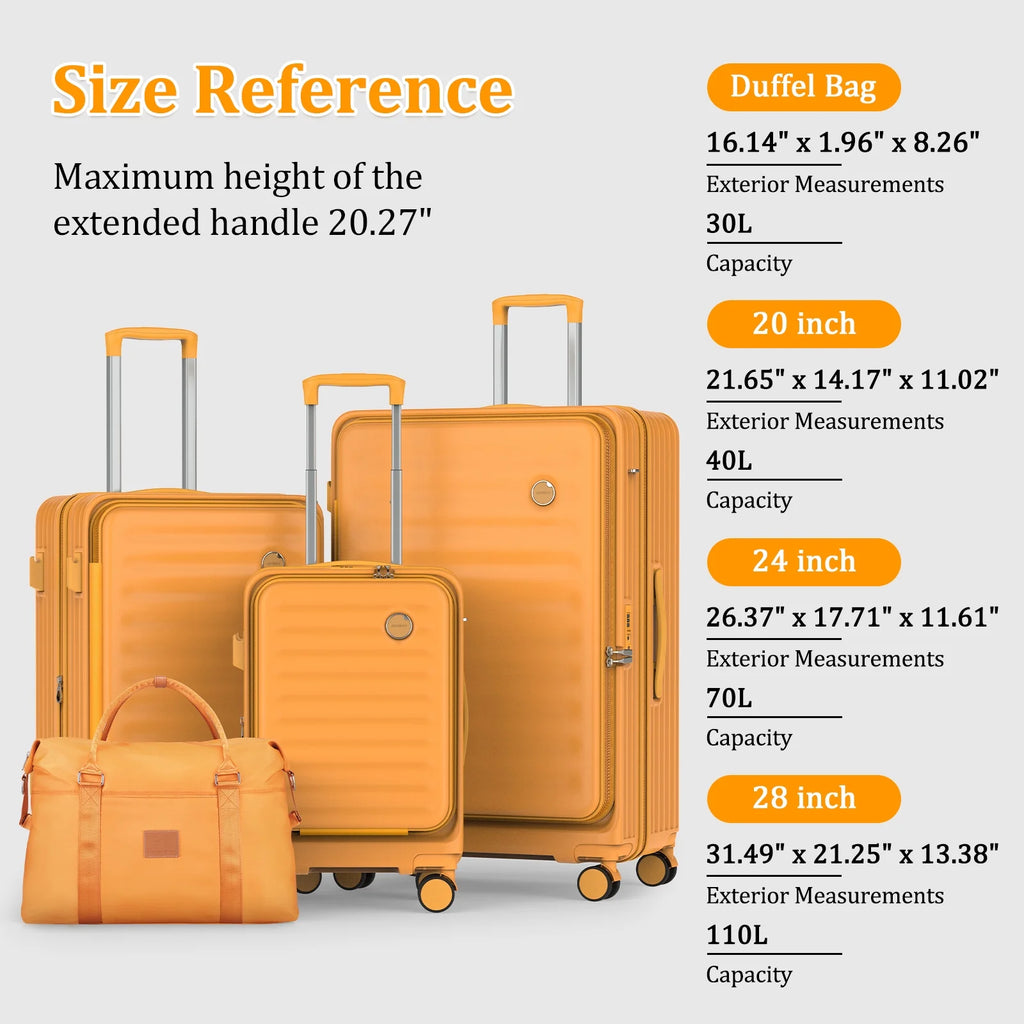 4-Piece PC Hardside Spinner Luggage Set - Expandable Suitcases (20"/24") and 28" Checked Luggage