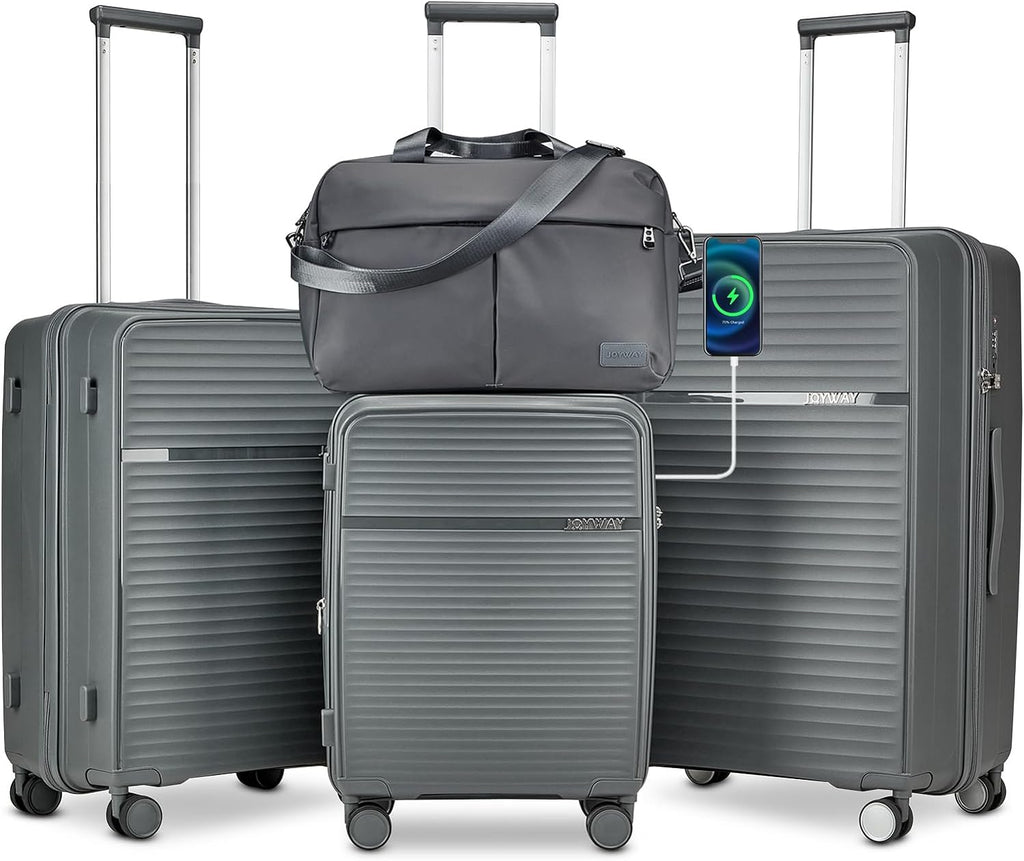 Airline-Approved 20" Expandable Carry-On with Spinner Wheels, Charger and TSA Lock