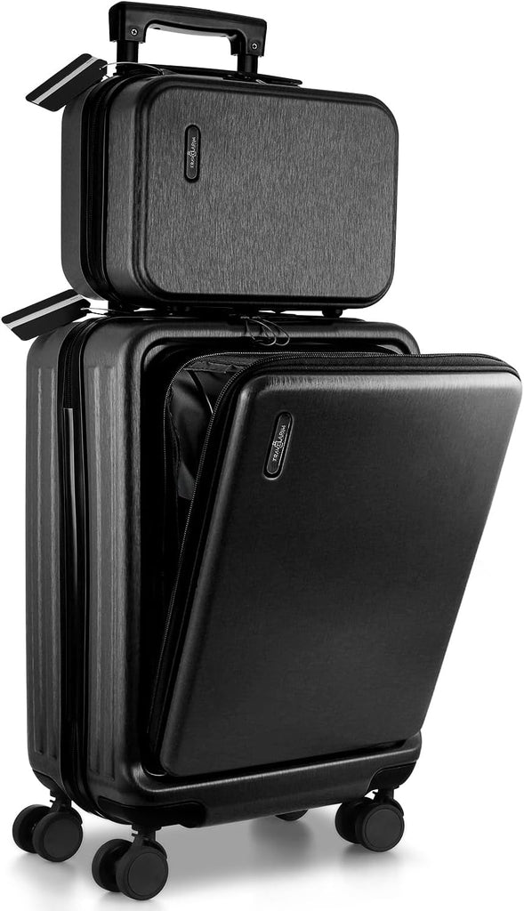 22-Inch Airline-Approved Carry-On Luggage: Hard-Shell Suitcase, Includes Cosmetic Carry-On Bag