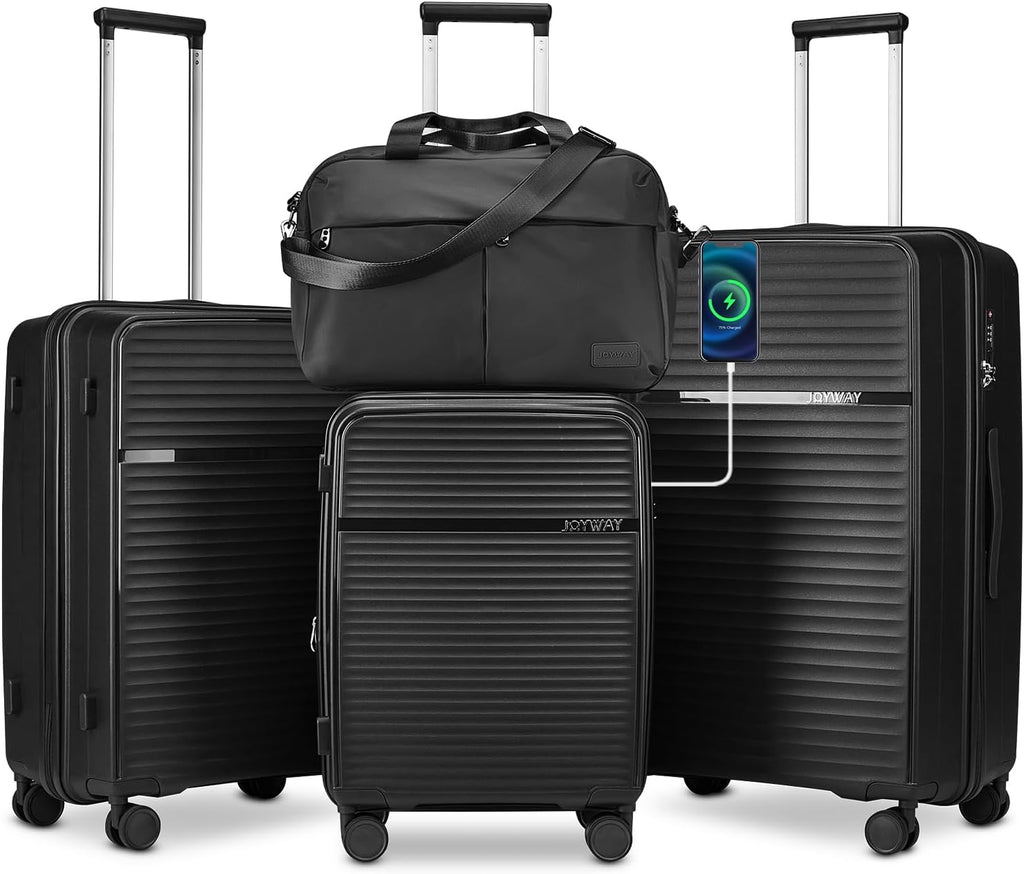 Airline-Approved 20" Expandable Carry-On with Spinner Wheels, Charger and TSA Lock