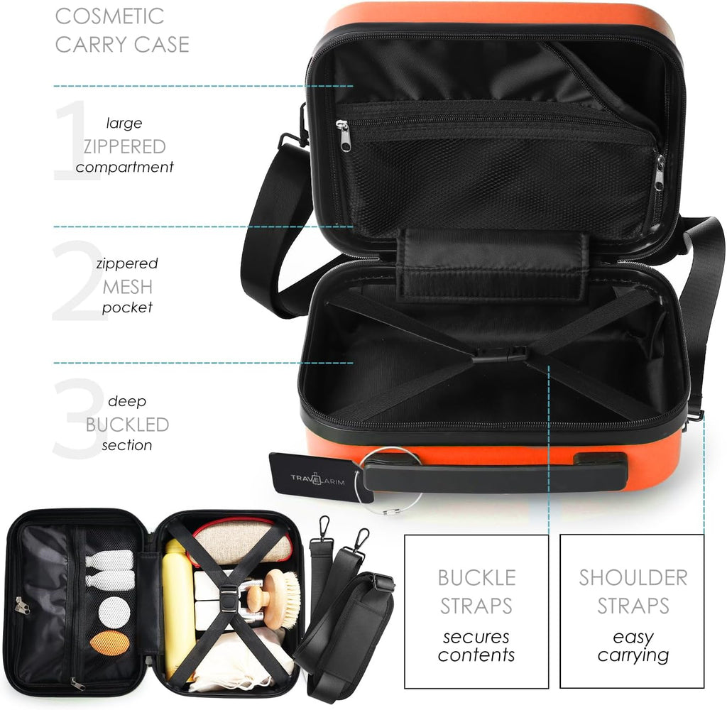 22-Inch Airline-Approved Carry-On Luggage: Hard-Shell Suitcase, Includes Cosmetic Carry-On Bag