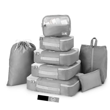 8 Set Packing Cubes, Travel Luggage Organizers ,Gray - Top Travels