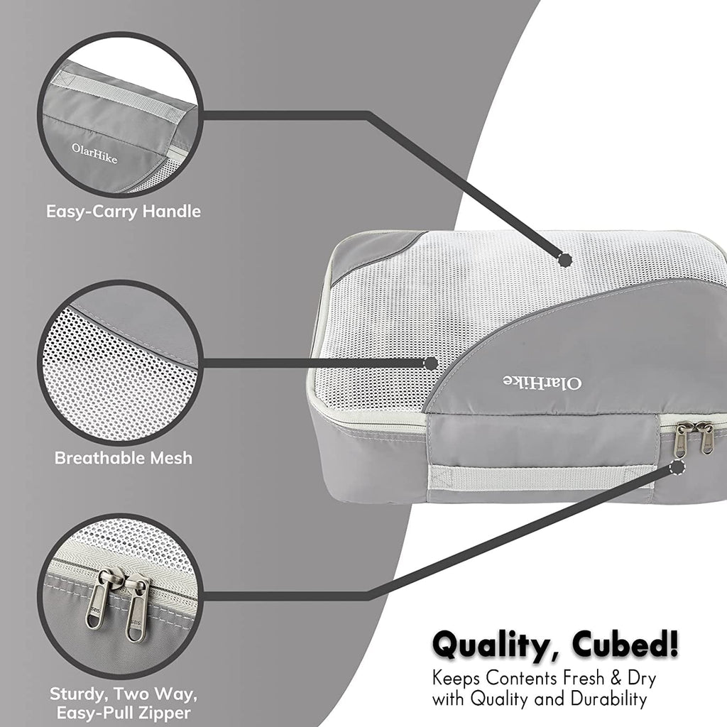 8 Set Packing Cubes, Travel Luggage Organizers ,Gray - Top Travels