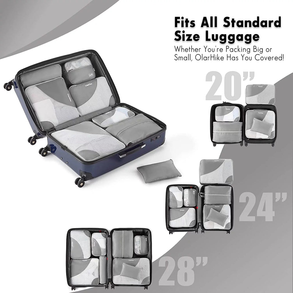 8 Set Packing Cubes, Travel Luggage Organizers ,Gray - Top Travels