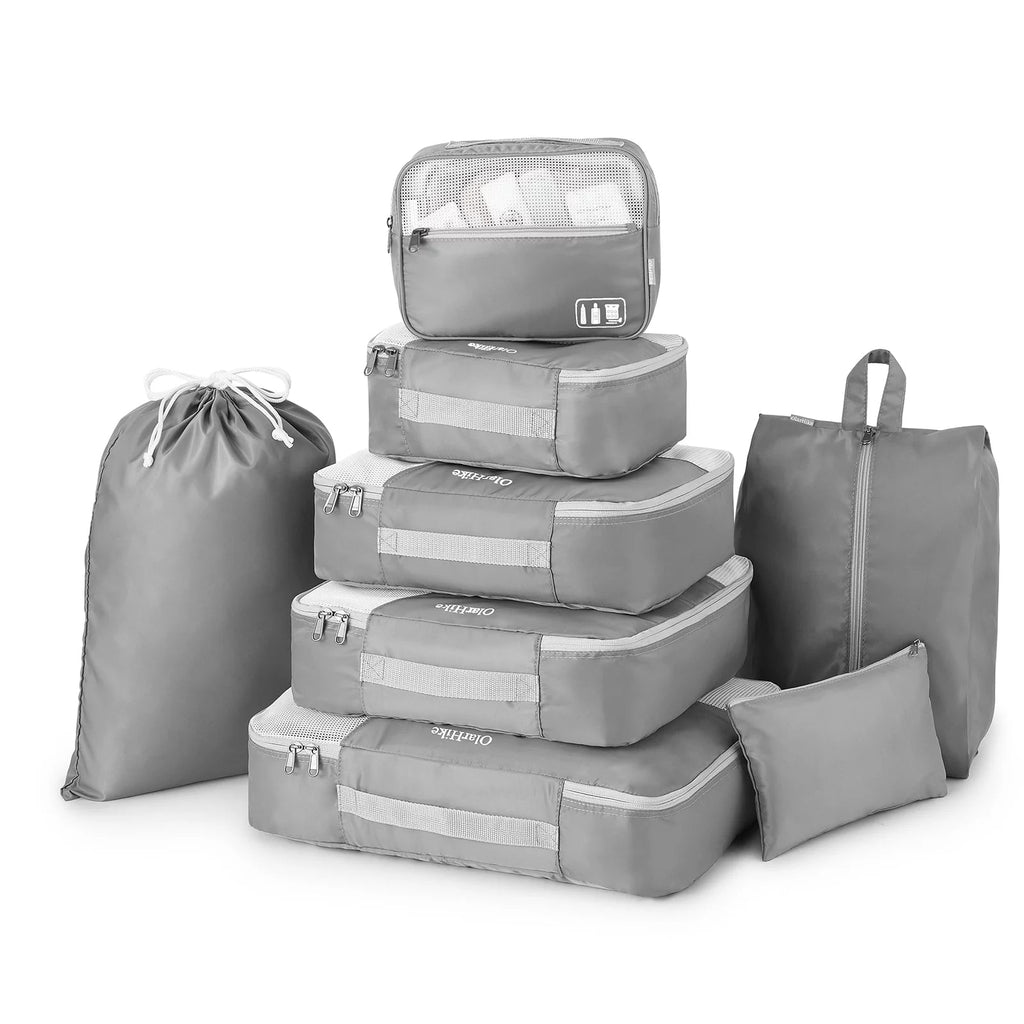 8 Set Packing Cubes, Travel Luggage Organizers ,Gray - Top Travels