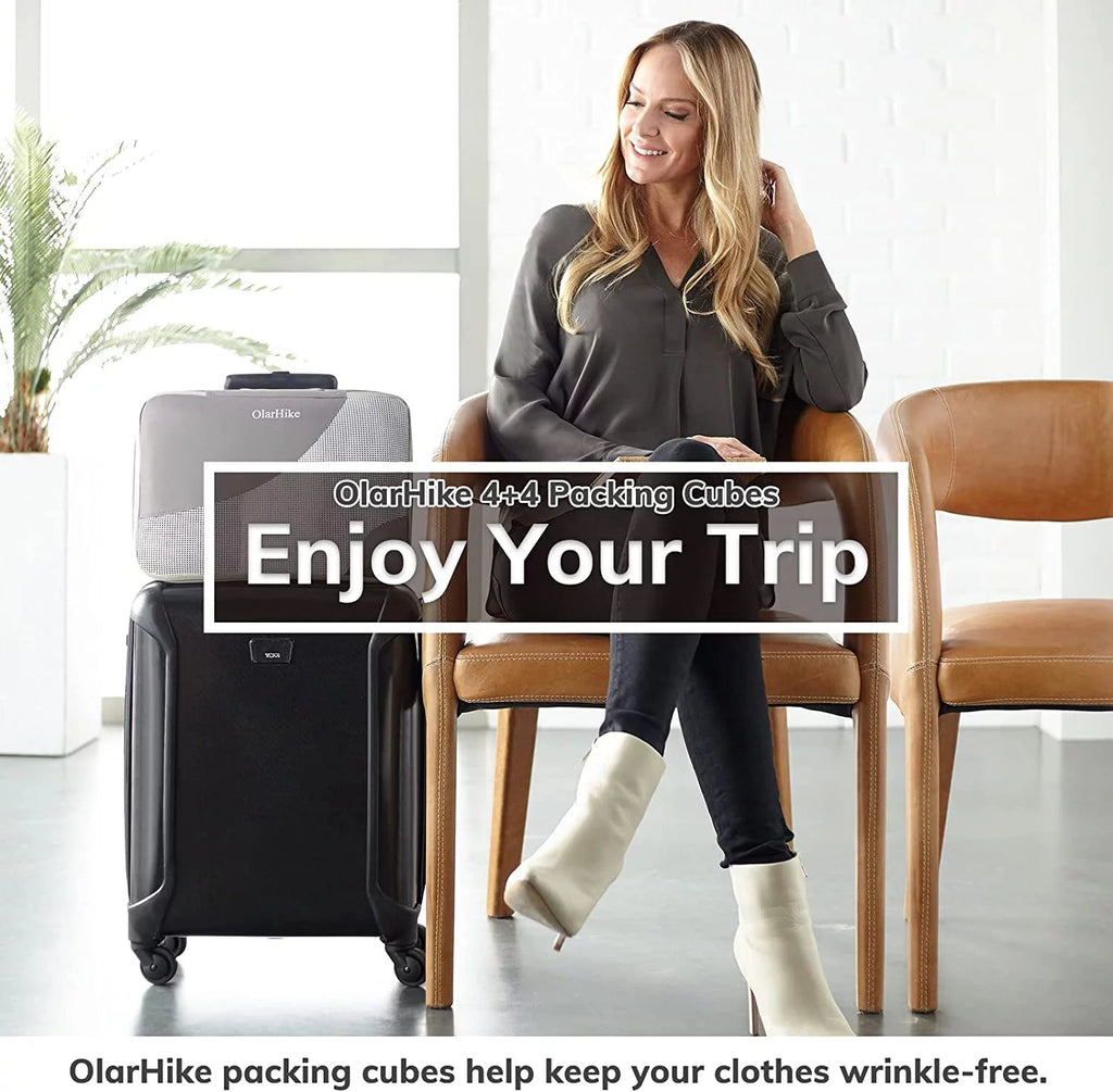 8 Set Packing Cubes, Travel Luggage Organizers ,Gray - Top Travels