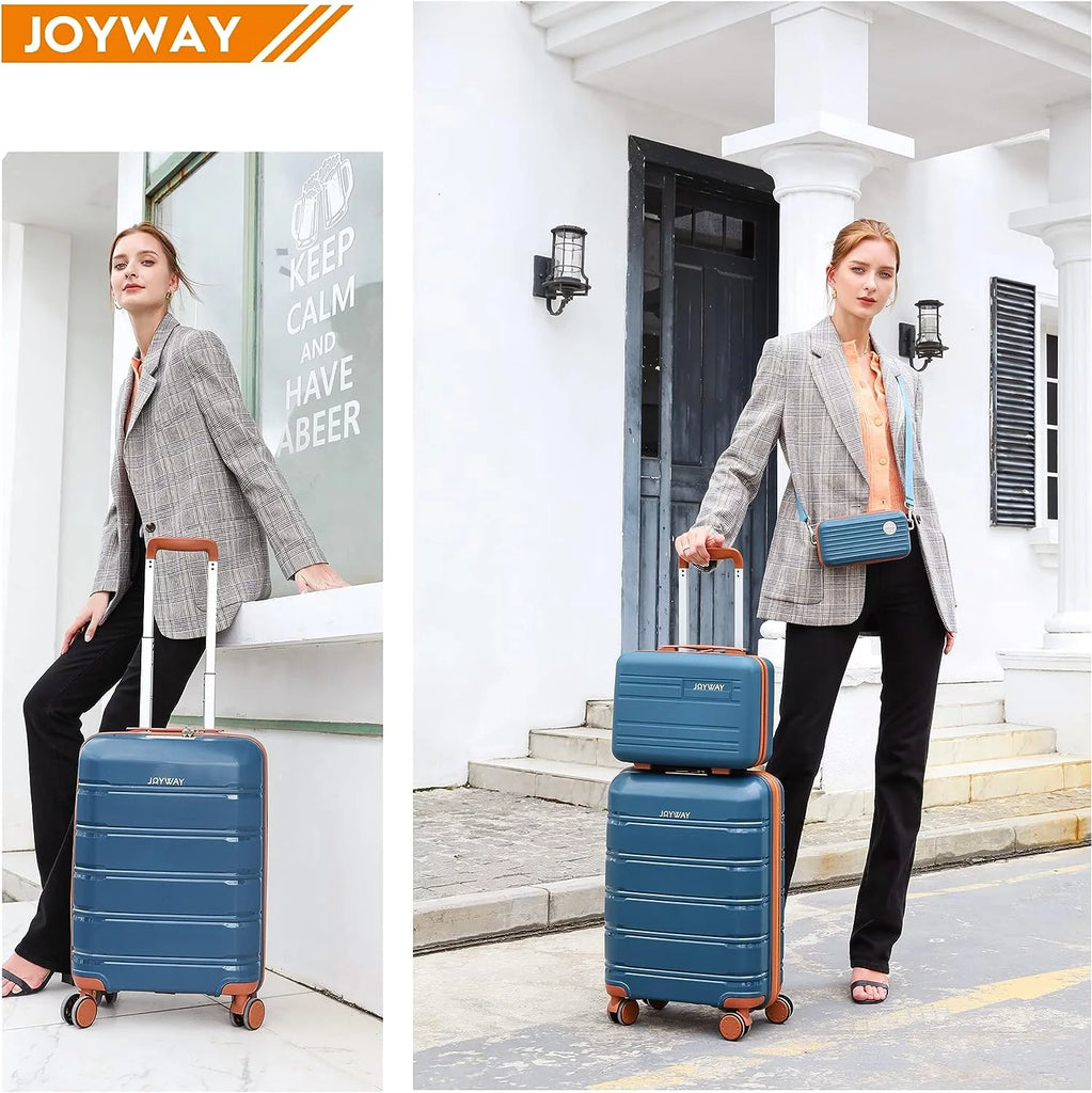 Carry-On Luggage 20" Lightweight Polypropylene Luggage, Hardshell Suitcase with Swivel Wheels - Top Travel