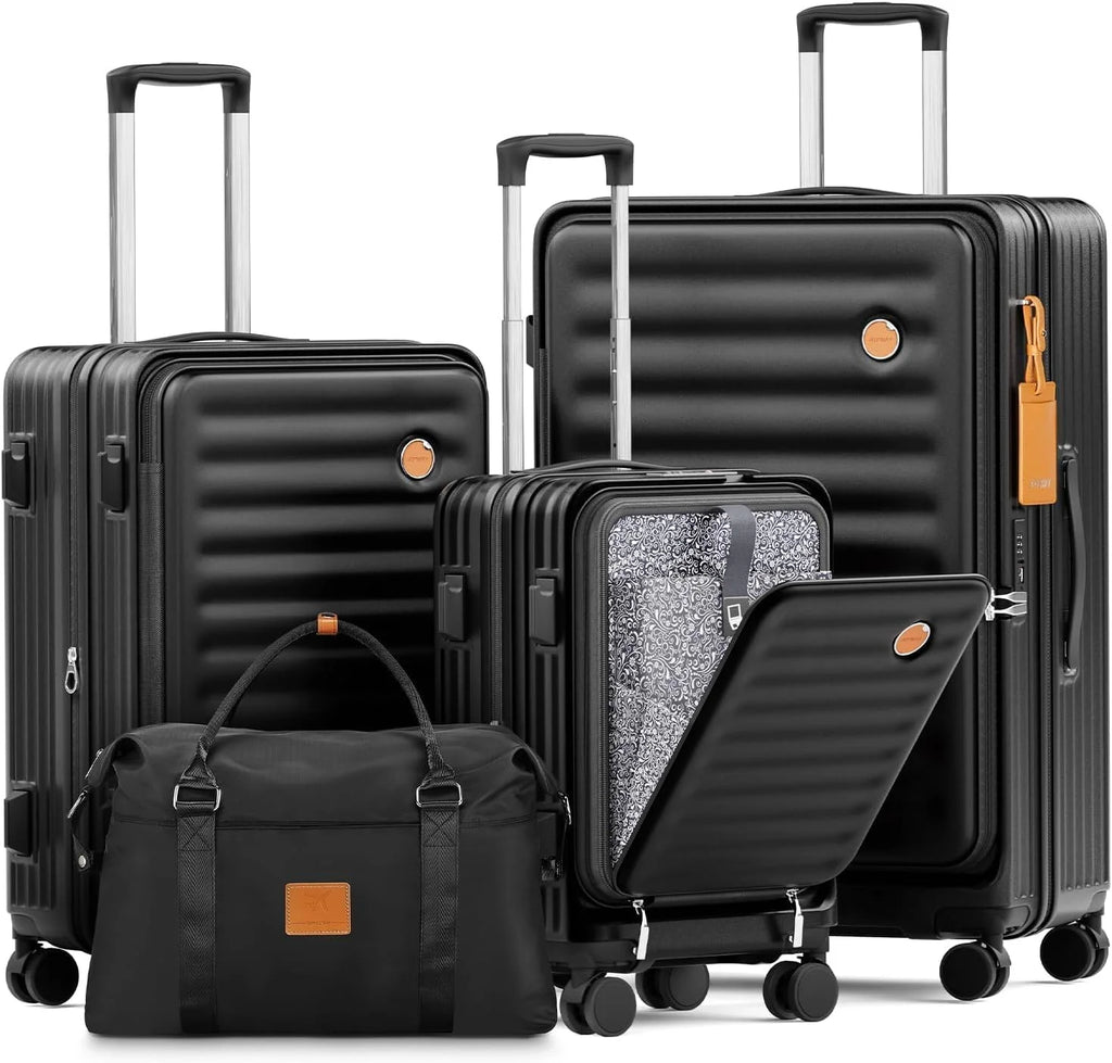 4-Piece PC Hardside Spinner Luggage Set - Expandable Suitcases (20"/24") and 28" Checked Luggage